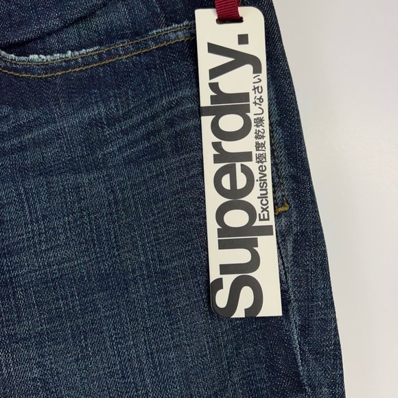 Superdry Mens Spirit Slouch Classic Straight Jeans Blue Wash Denim Zip 32 New - Picture 9 of 12